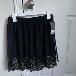 Black Skirt with Gold Sequin Trim